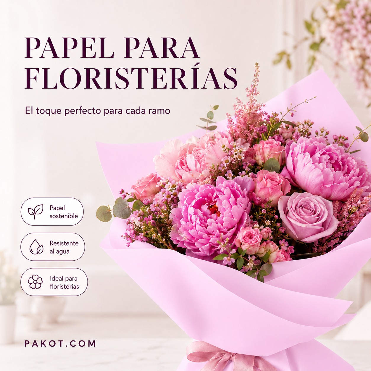 💐 Papel para Floristerías
En Pakot encontrarás papel de seda impermeable para floristerías, perfecto para proteger y realzar cada ramo con un acabado delicado, elegante y profesional.
🌿 Papel sostenible
💧 Resistente al agua
🌸 Ideal para floristerías
Porque una presentación bonita también forma parte del regalo. Descubre nuestros colores y encuentra el papel perfecto para cada creación floral en Pakot.com.
#Pakot #PapelDeSeda #Floristerías #PackagingFloral #EmbalajeSostenible #RamosDeFlores #PackagingBonito #MaterialParaFloristerías