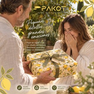 🍋 Un papel kraft de limones para seguir en Summer Mood.

Nuestro papel kraft de limones está inspirado en esos rincones mediterráneos llenos de luz, naturaleza y color. 🌿💛 Un diseño fresco y alegre que convierte cualquier detalle en algo todavía más especial.

Porque en Pakot creemos que la presentación también forma parte del regalo. 🎁

🍋 Diseño exclusivo de limones
♻️ Papel sostenible
💛 Ideal para crear envoltorios con personalidad

Pequeños detalles, grandes emociones. ✨

#Pakot #PapelQueIlusiona #PapelDeRegalo #PapelKraft #PackagingBonito #PackagingSostenible #EnvolverBonito #DetallesQueEnamoran #DiseñoMediterráneo #Limones