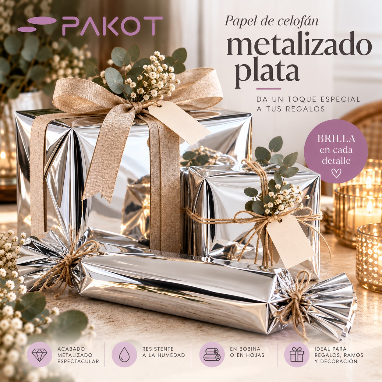 ✨ Polipropileno Metalizado, una opción muy TOP 🎁
Porque la primera impresión también cuenta… ¡y mucho! 🤍
Con nuestro papel de celofán metalizado plata, cualquier detalle se transforma en un regalo elegante, sofisticado y lleno de luz. ✨
🩶Su acabado metalizado aporta un efecto espejo espectacular, perfecto para envolver regalos, crear composiciones originales y dar ese toque especial que marca la diferencia.
Combínalo con lazos naturales, flores secas o pequeños detalles decorativos y consigue un contraste precioso entre lo moderno y lo artesanal. 🌿
💫 Porque en Pakot creemos que envolver también es una forma de emocionar.
📦 Descubre nuestro celofán metalizado plata en www.pakot.com
💌 ¿Y tú? ¿Eres de envoltorios clásicos o te encanta sorprender con un toque brillante?
#Pakot #CelofanMetalizado #PapelDeRegalo #PackagingCreativo #EnvoltoriosOriginales #PackagingDesign #RegalosBonitos #IdeasParaEnvolver #PresentacionDeRegalos #Packaging