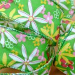 Rotllo Cinta Tèxtil Flors Verd 60mm x 20m