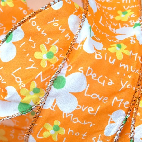 1509-Rollo-Cinta-Textil-FlorLetras Flower/Letters Textile Ribbon Orange 60mm x 20m - Image 1