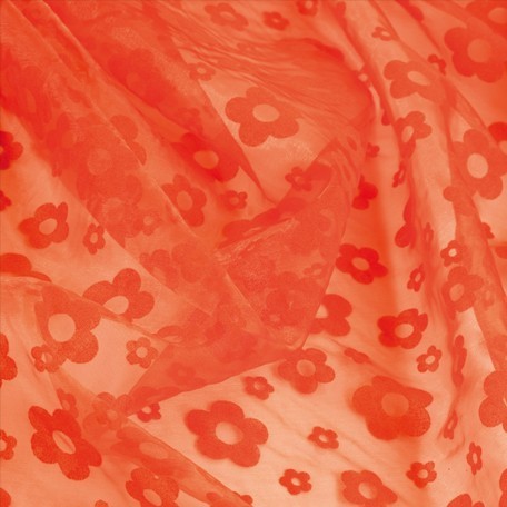 1521-Rollo-Textil-Decorativo Decorative Textile Roll Orange flowers 750mm x 5m - Image 1