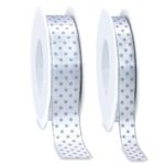 Stars Textile Ribbons Silver 25mm x 20m